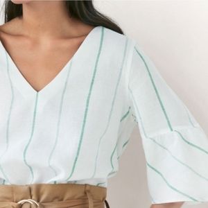 Massimo Dutti Linen Bell Sleeve Top